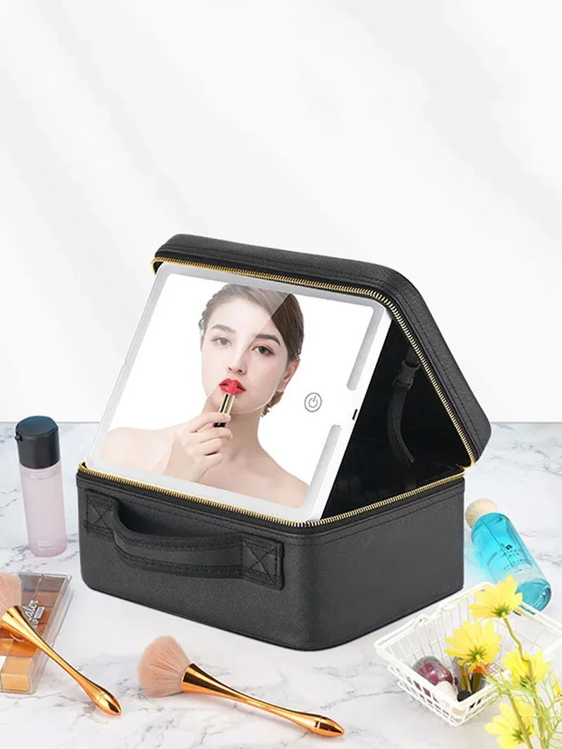 Travel Makeup Bag with Vanity Mirror [Large]