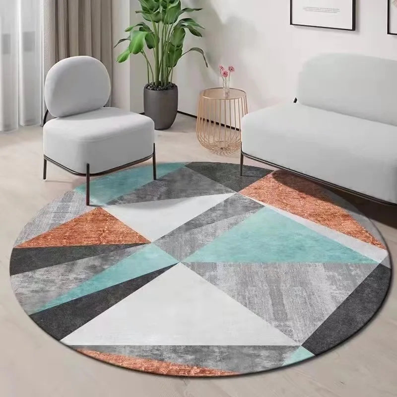 Geometric Round Vanity Desk Rug