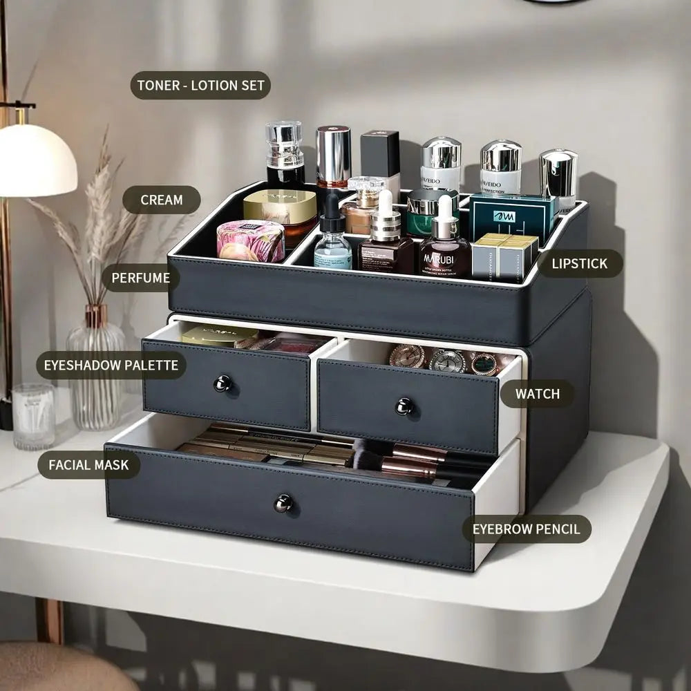 2 Tier Makeup Organizer With 3 Drawers