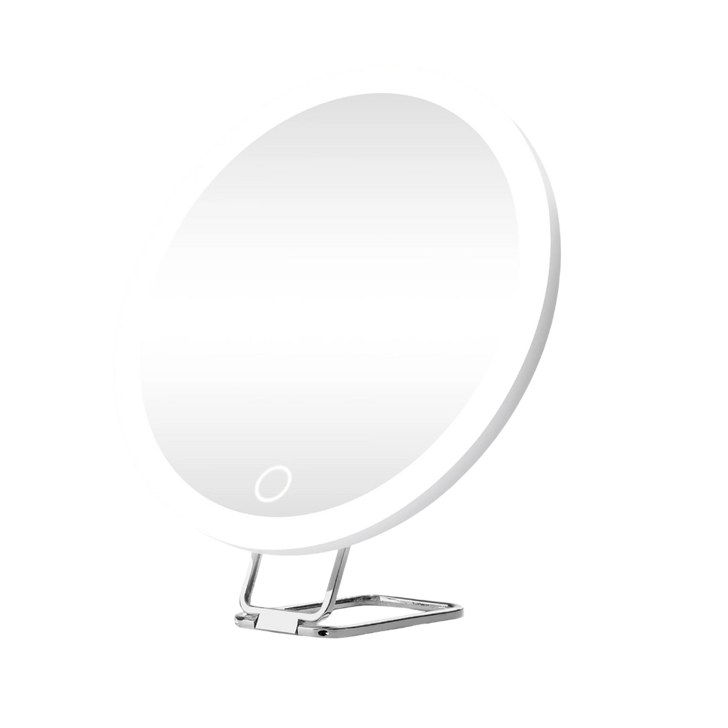 Rounded Standing Makeup Mirror With LED Light & Magnification [10X/20X/30X]