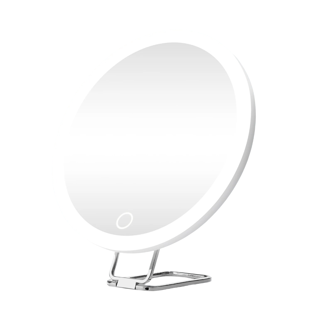 Rounded Standing Makeup Mirror With LED Light & Magnification [10X/20X/30X]