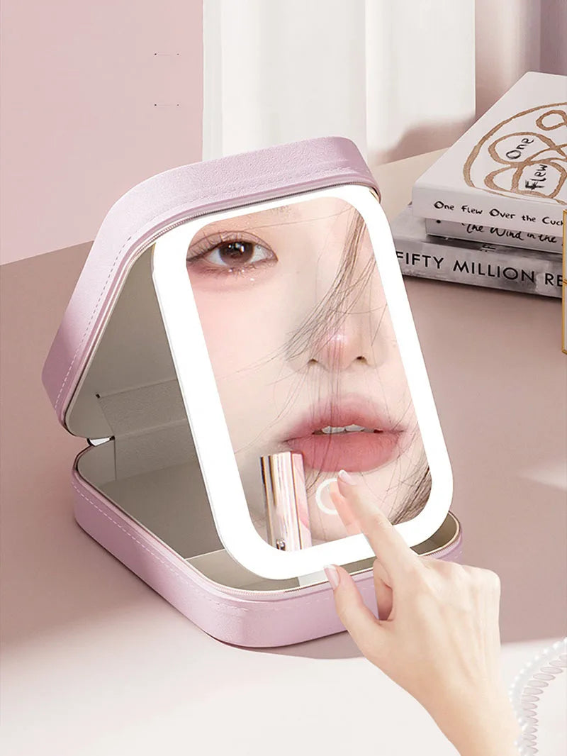 Makeup & Jewelry Storage Box With LED Mirror