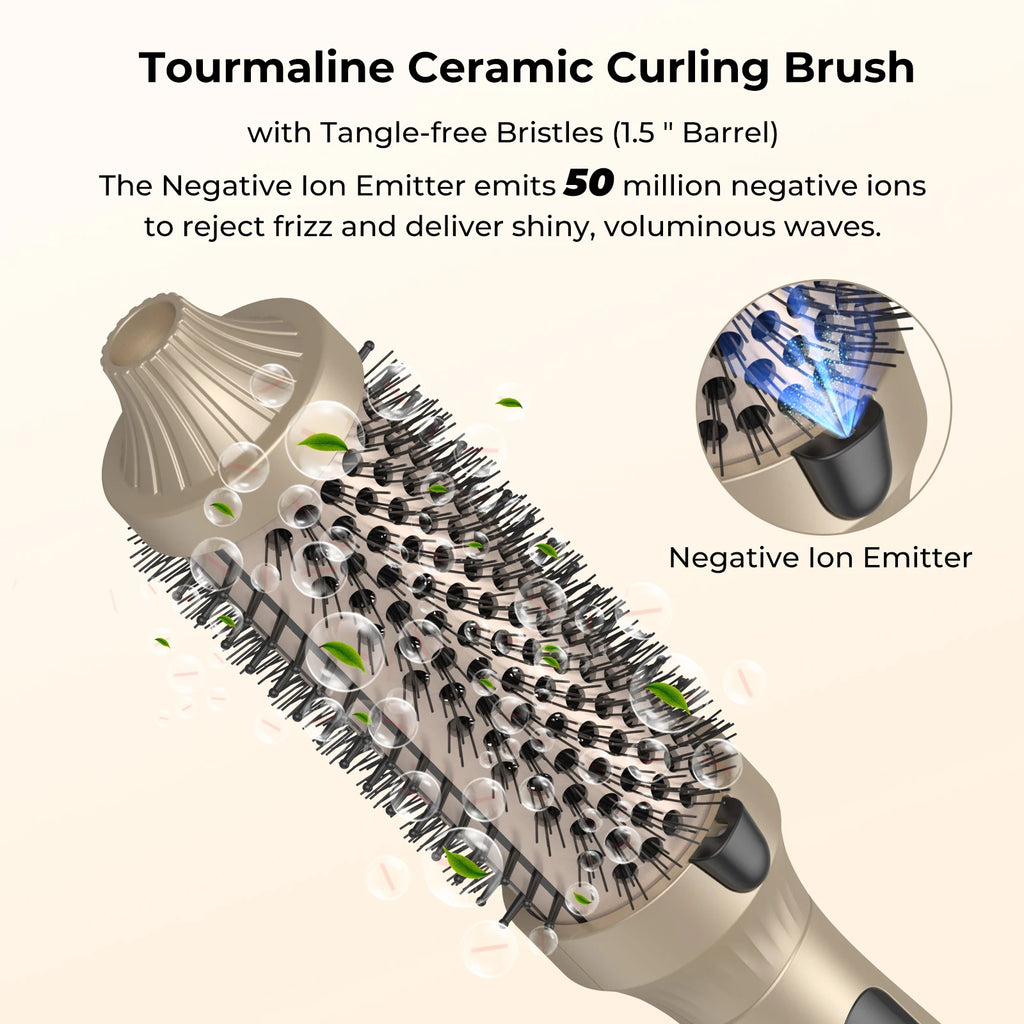 Heated Round Hair Curler Brush - Gold