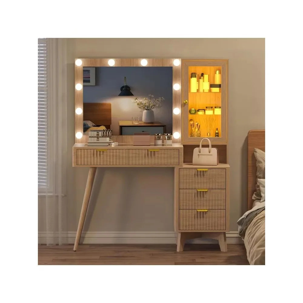 Modern Makeup Vanity Desk With LED Mirror