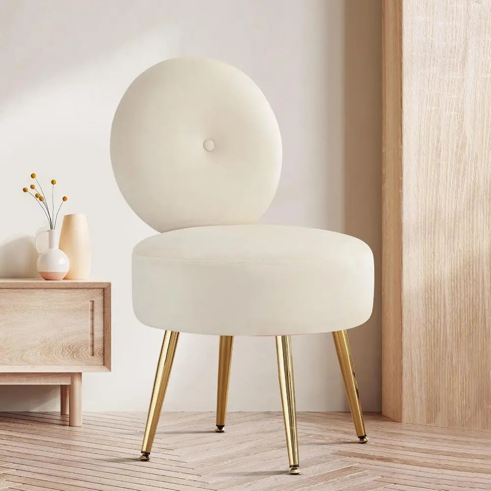 Khaki Vanity Chair with Backrest
