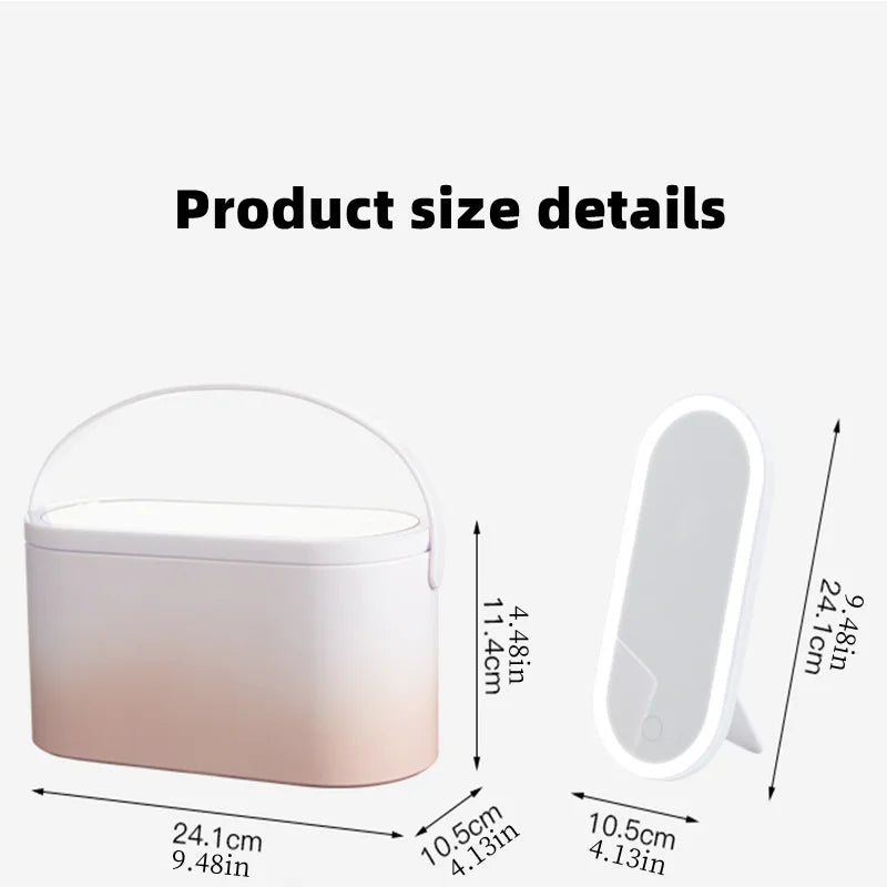 Makeup Organizer Box with LED Mirror