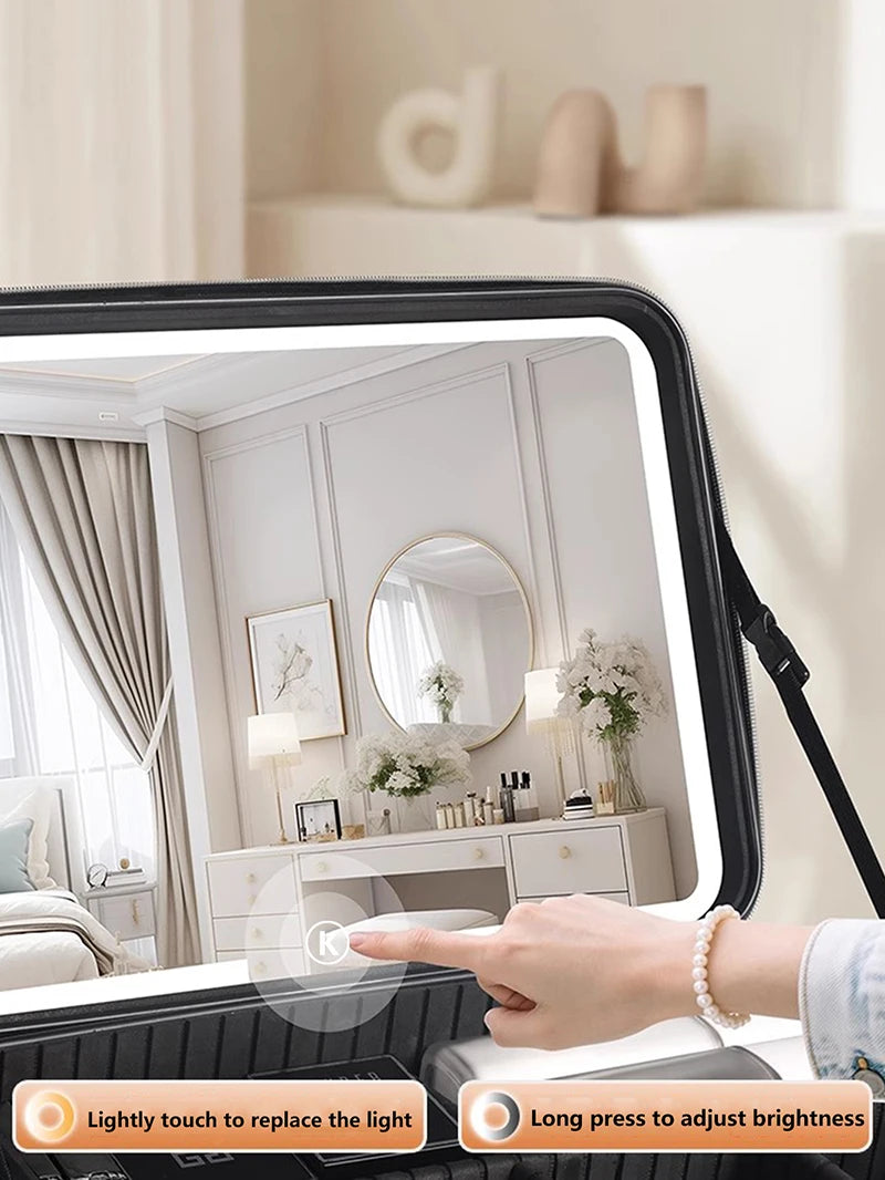 Makeup & Cosmetic Travel Box With LED Mirror [Large]