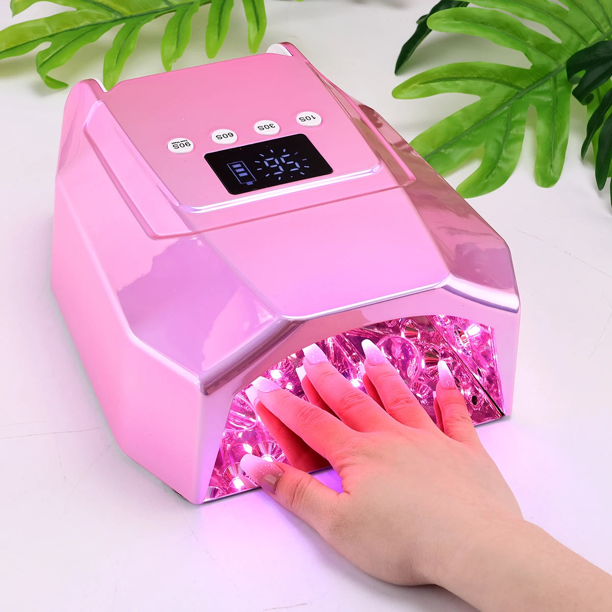 Rechargeable UV LED Nail Dryer Lamp 98W, 4 Timer Setting & 33 LED
