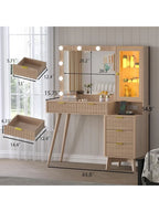 Vanity Desk With LED Mirror - 5 Drawers
