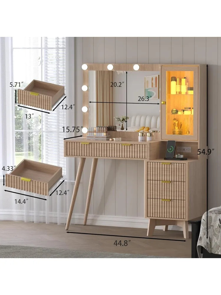 Modern Makeup Vanity Desk With LED Mirror