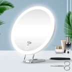 Rounded Standing Makeup Mirror With LED Light & Magnification [10X/20X/30X]