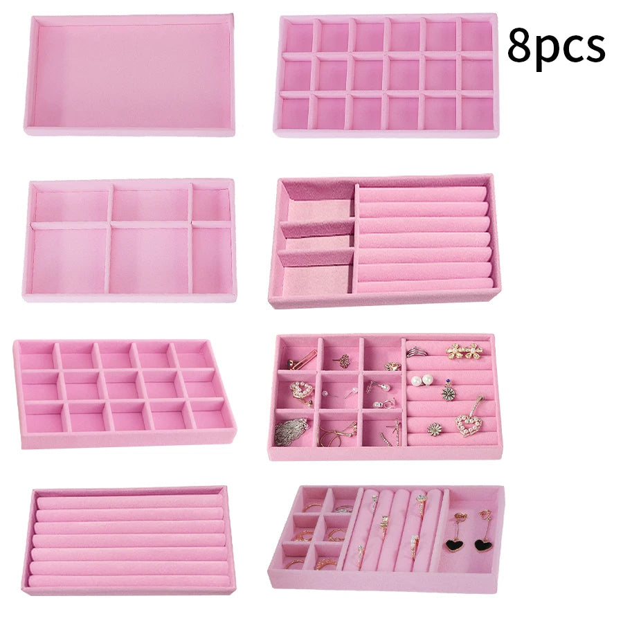 Jewelry Box Display Tray Set | Drawer Organizer | 8,10 Pcs