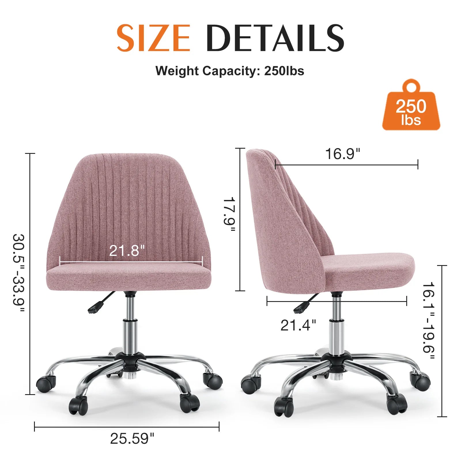 Armless Vanity Swivel Chair with Modern Fabric
