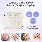 Rechargeable UV LED Nail Dryer Lamp 66W, 4 Timer Setting & 33 LED