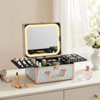 Makeup Case With A Detachable LED Mirror - Sparking Light Blue