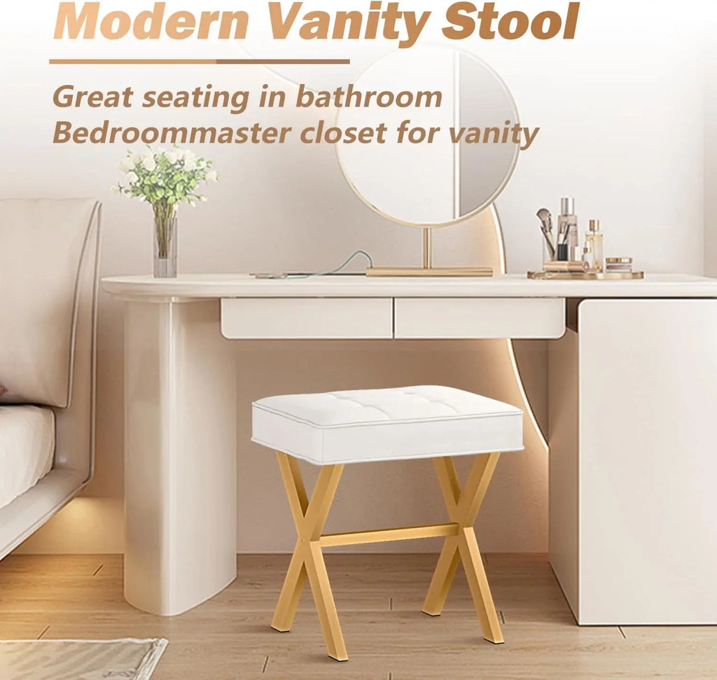 Vanity Desk Upholstered Cushion Stool
