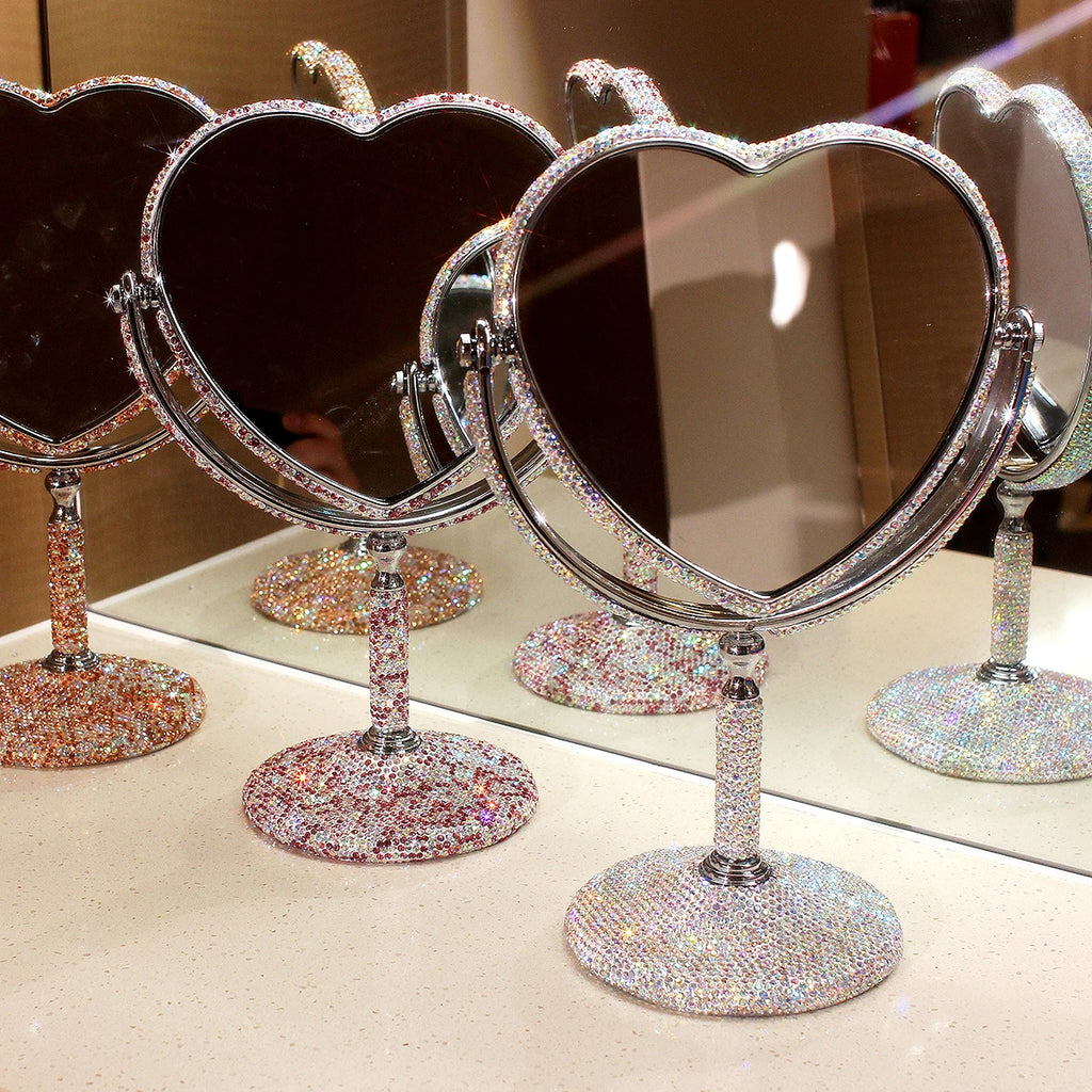HeartGlow 360° Makeup Mirror (Double-Sided Heart Shape)