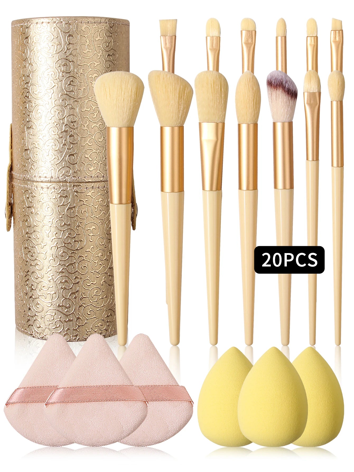 Makeup Brush Set With Sponge & Powder Puffs