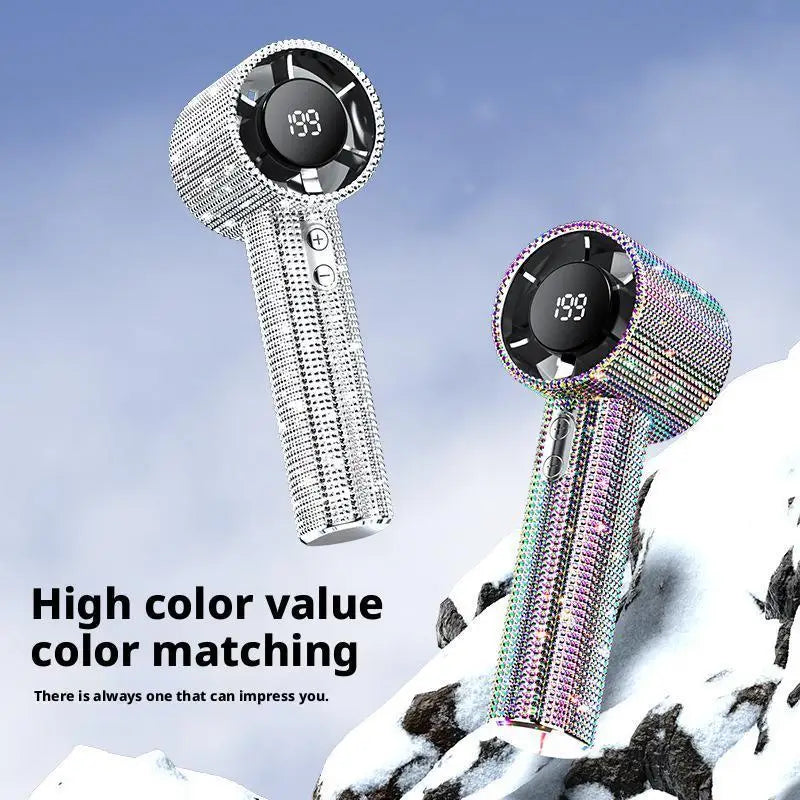 Portable Handheld Fan Covered With Diamonds