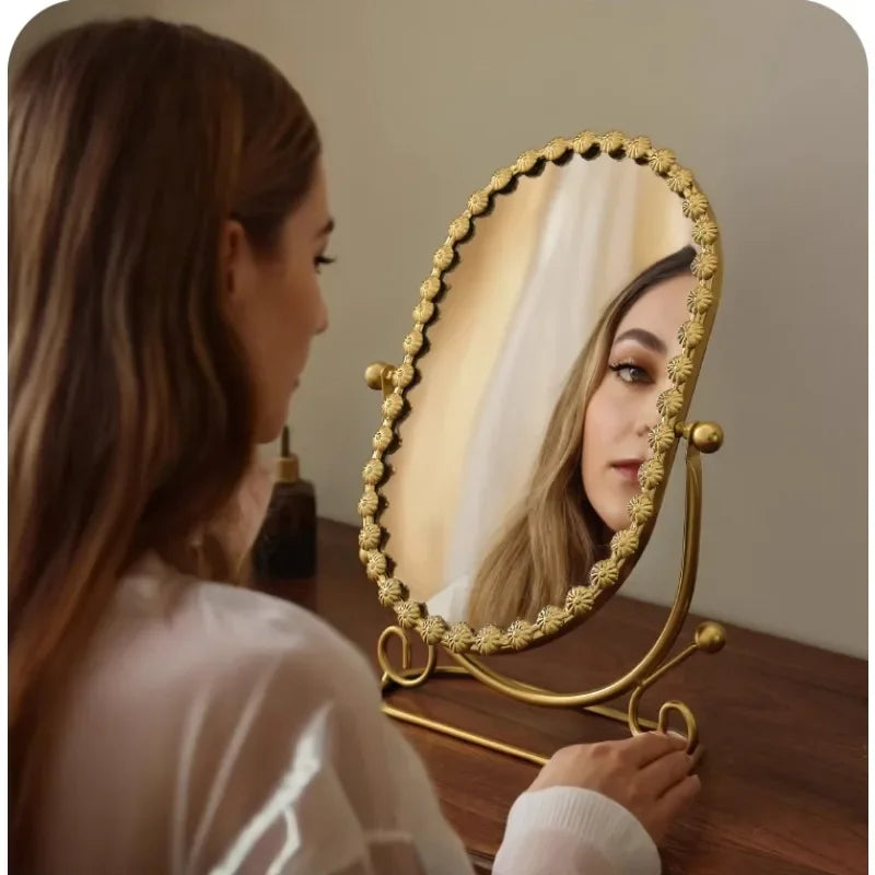 Luxury European Style Vertical Dressing Mirror with Gold Frame