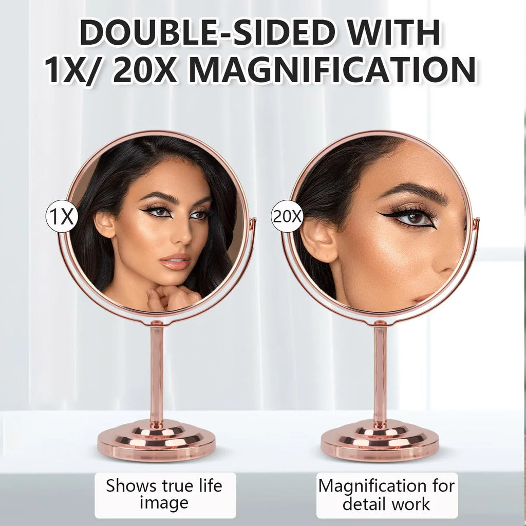 Double Side Standing Makeup Mirror With 2x Magnification [3/4/5 Inches]