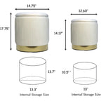 Set Of 2 Round Ottoman Vanity Stool [Cream]