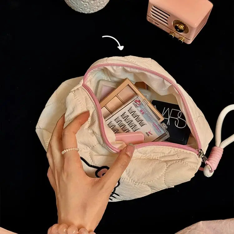 Hello Kitty Large Capacity Makeup & Cosmetic Pouch with Double Zipper for Girls