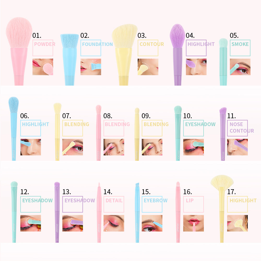Multi-Color Makeup Brushes Set [17Pcs]