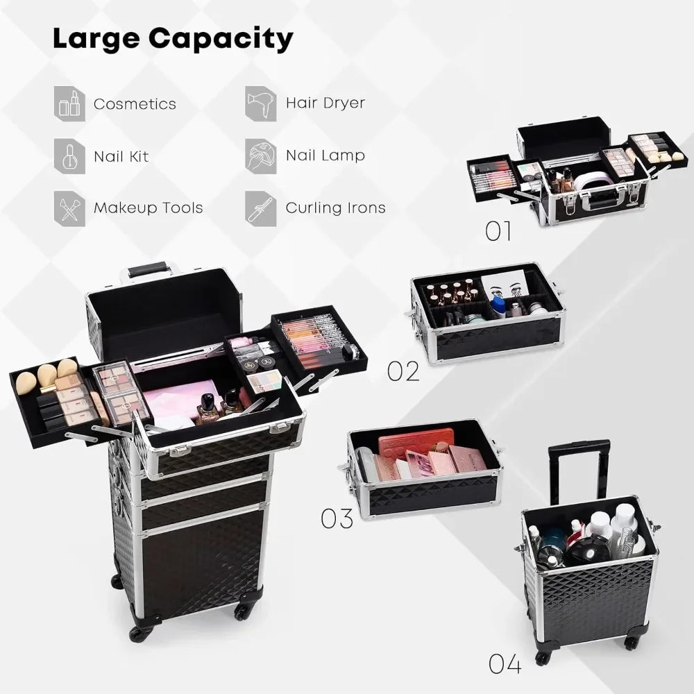 4 in 1 Rolling Makeup Train Case