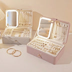 3 Layers Jewelry Box With Makeup Mirror