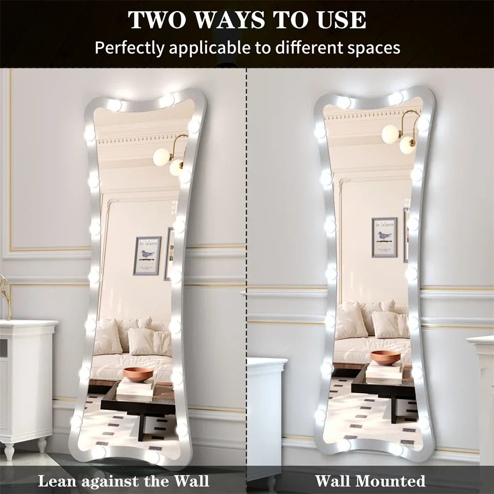 Full Length Standing Mirror With Led Blubs [Size: 63x24]