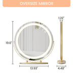 19 Inch Large Round Vanity Mirror With Touch Controls