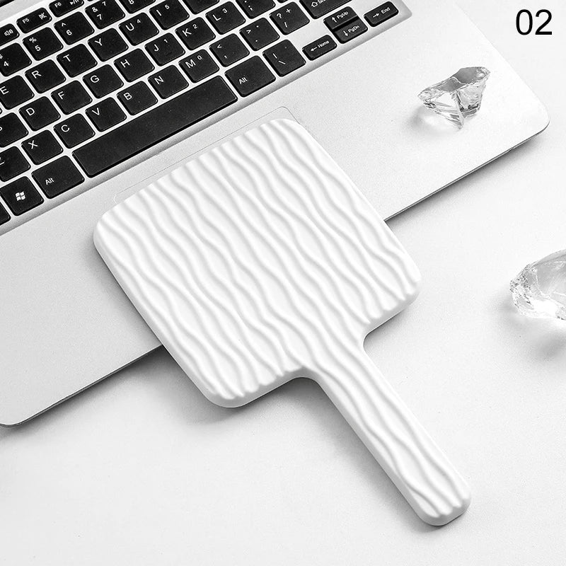 Square Handheld Mirror with Electroplated Ripple Design