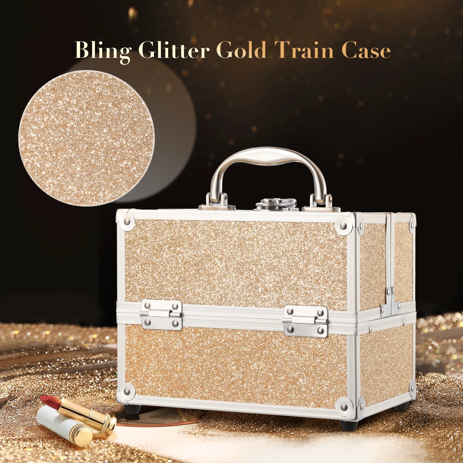 Portable Alloy Cosmetics Makeup Case [4 trays]