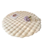Round Bubble Rabbit Fur Vanity Chair Rug