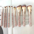 Rhinestone Makeup Brushes With Organizer Bucket