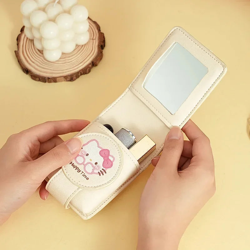 Hello Kitty Portable Cosmetic Lipstick Organizer Pouch with Mirror