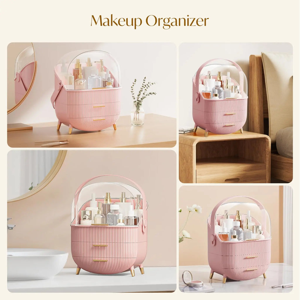 Large Capacity Makeup Organizers - Pink