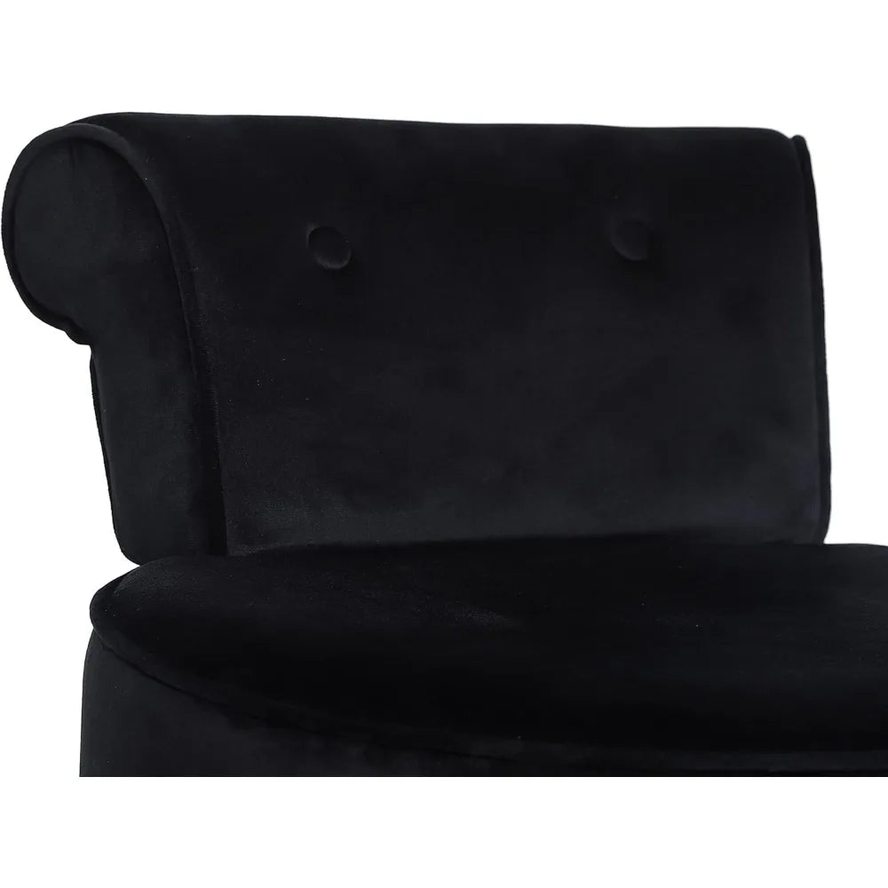 Black Vanity Chair With Round Padded Velvet Seat