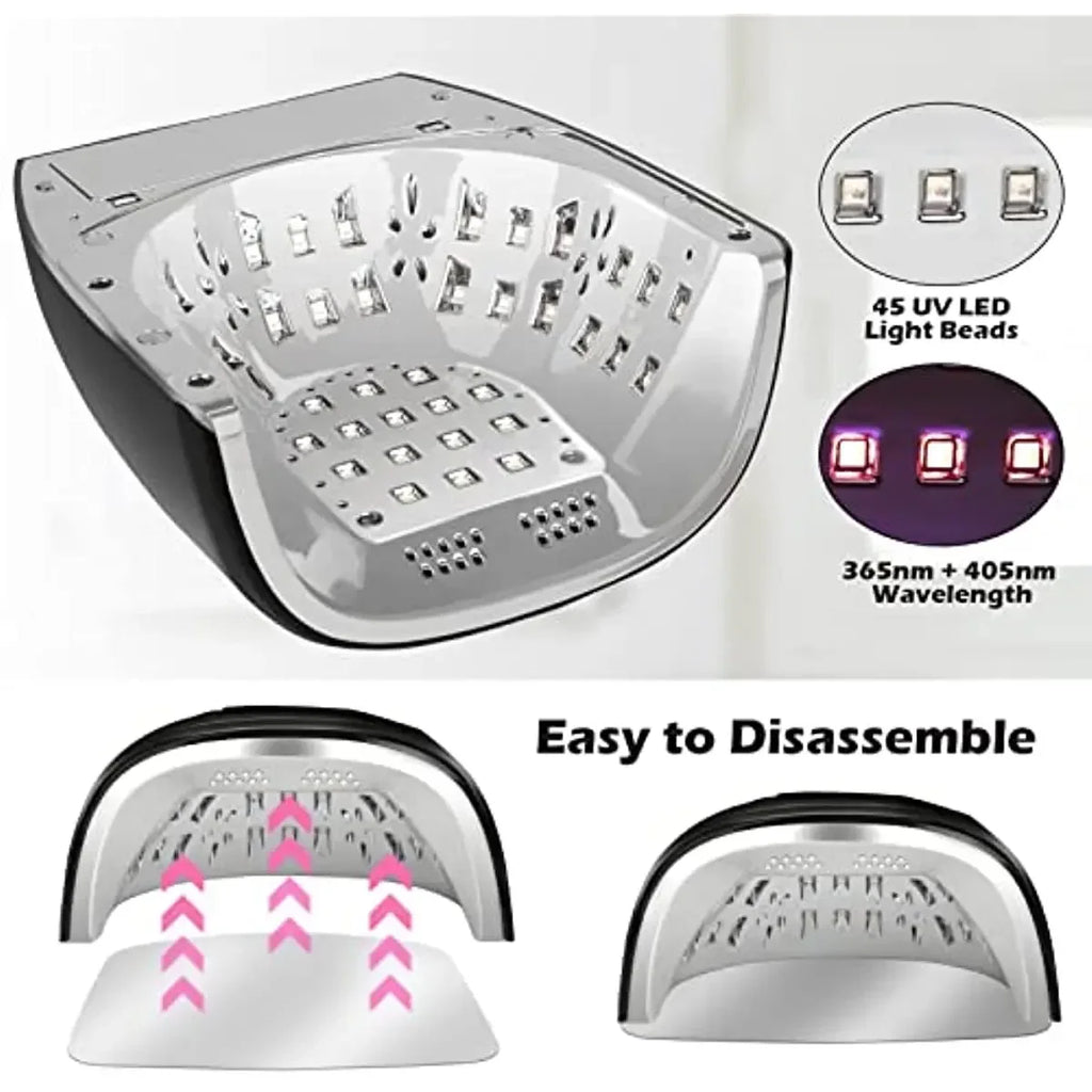 Rechargeable UV LED Acrylic Nail Dryer Lamp 90W, 4 Timer Setting & 45 LED