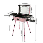 Aluminum Rolling Makeup Trolley With 8 LED Lights and Stand
