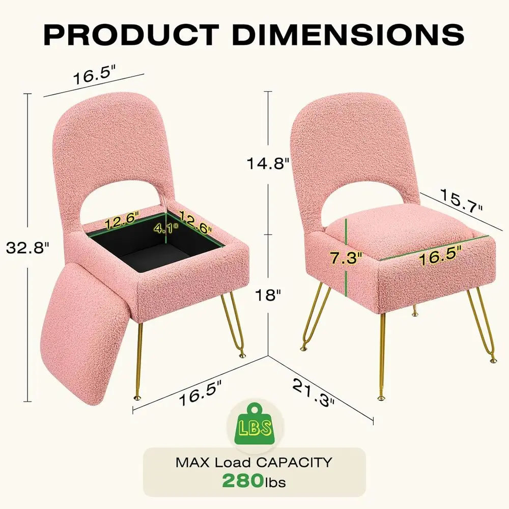 Vanity Chair with Storage & Cushioned Seat