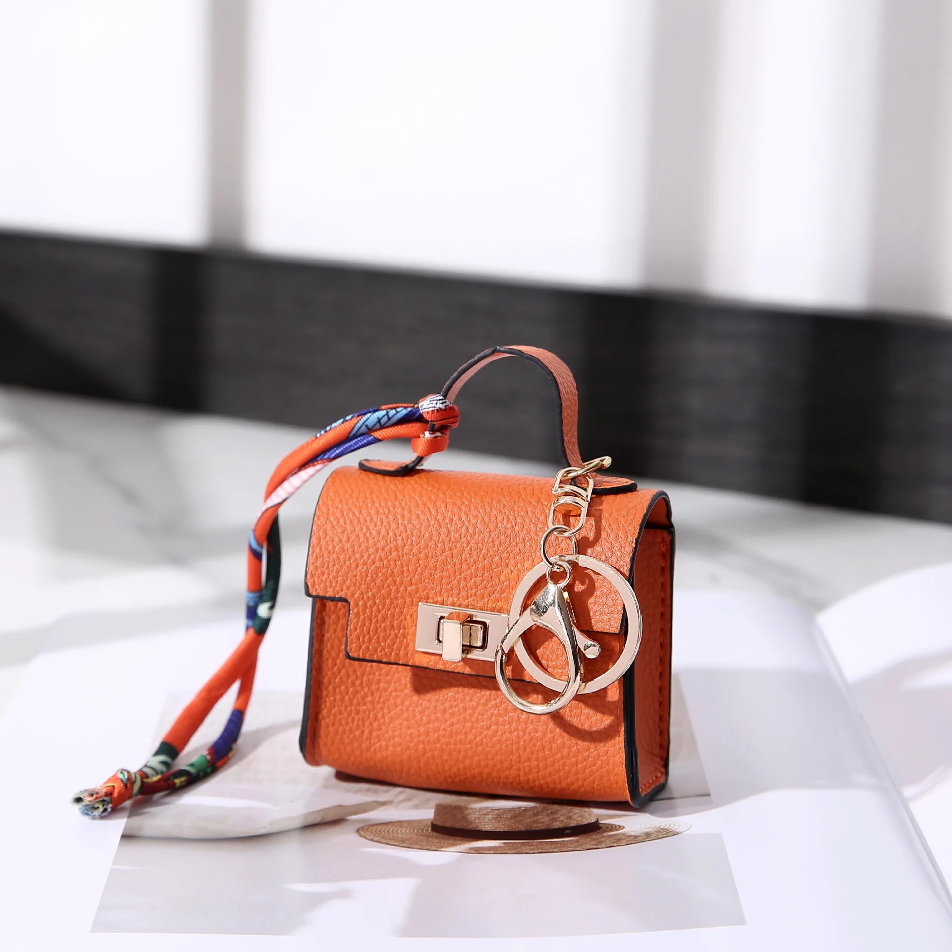 Luxury Mini Leather Bag Keychain For Purse