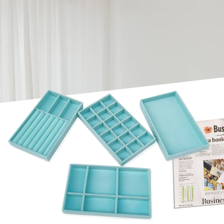 Luxury Velvet Drawer Organizer Tray [Light Blue]