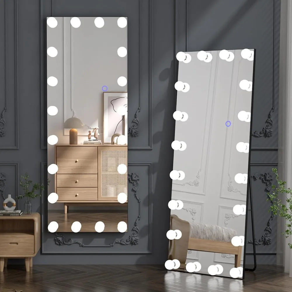 Full Length Vanity Mirror With Light Bulbs & Aluminum Frame [Size: 20"x 63"]