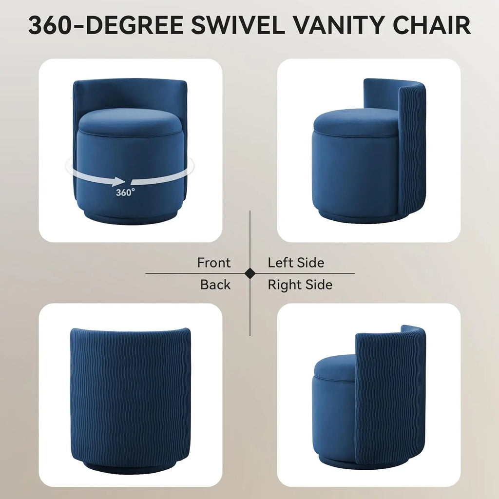 360° Swivel Dressing Table Stool - Blue