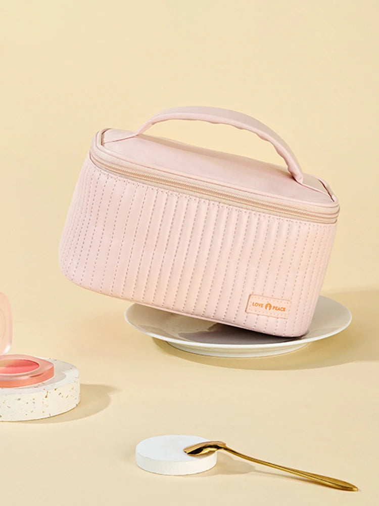 Pure Leather Portable Makeup Bag