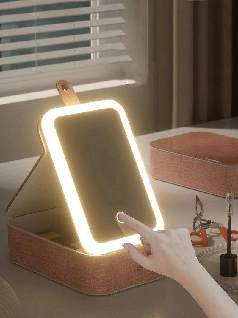 Makeup & Jewelry Storage Box With LED Mirror
