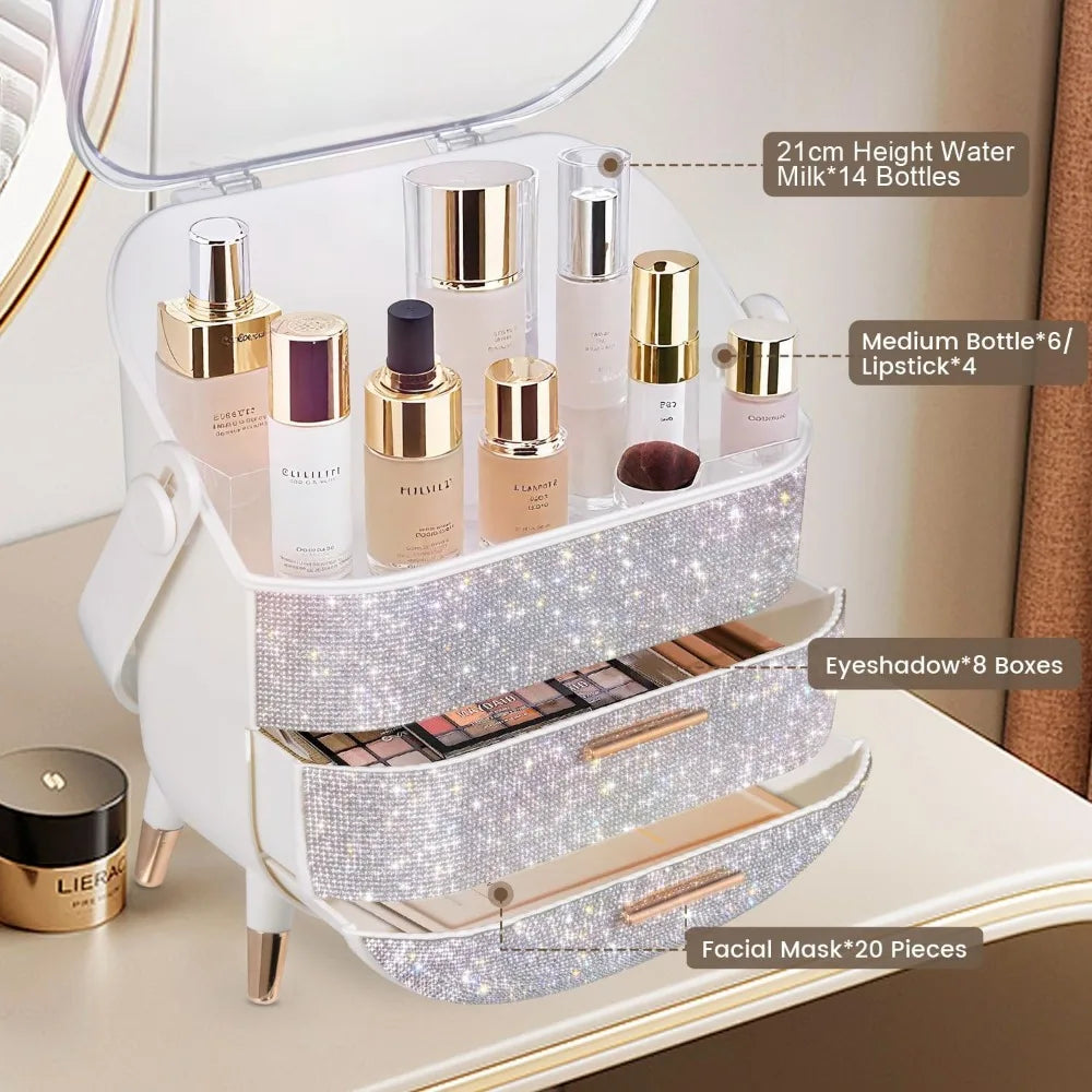 Egg Shape Glittery Makeup Storage Box