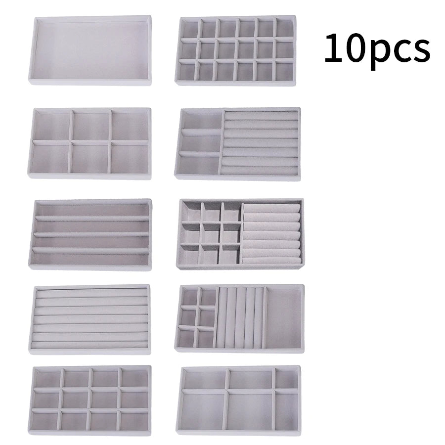 Jewelry Box Display Tray Set | Drawer Organizer | 8,10 Pcs